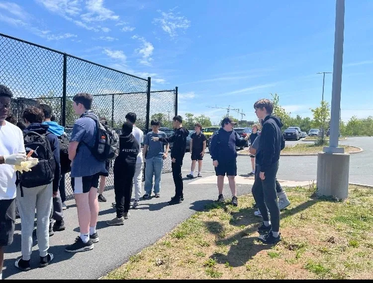 West Bedford students gathered for the community cleanup